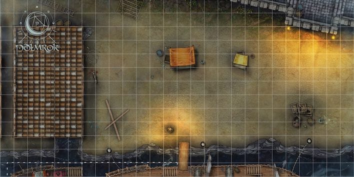 Plansza lokacji: nabrzeże portowe w mieści Grad